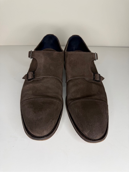 SUITSUPPLY Brown Suede Double Monk Strap Shoes Men Size 44 UK 10 Made In Italy main image 7